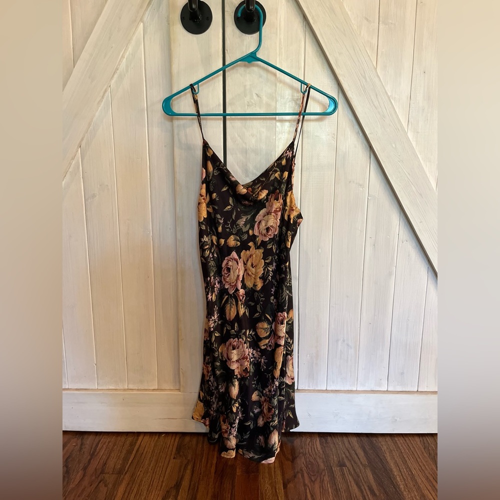 olivaceous floral mini dress